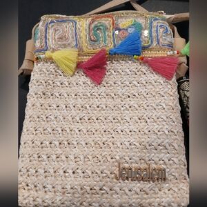 Woven Jerusalem Crossbody Bag with Tassels